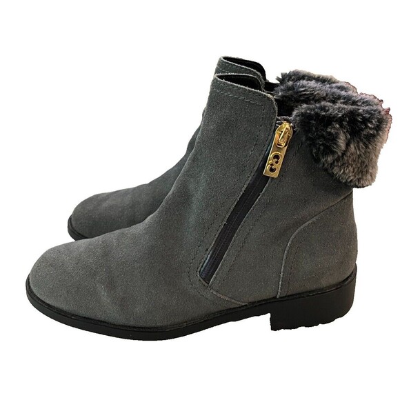 Cole Haan Womens Quinney Boots Size 8.5 B Waterproof Suede Fur Ankle Bootie Gray - Picture 1 of 11